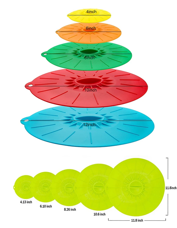 New Product Ideas Microwave Safe Bpa Free Colorful Bowls Plate Pots Pans Five-Piece Food Grade Silicone Fresh-Keeping Cover 