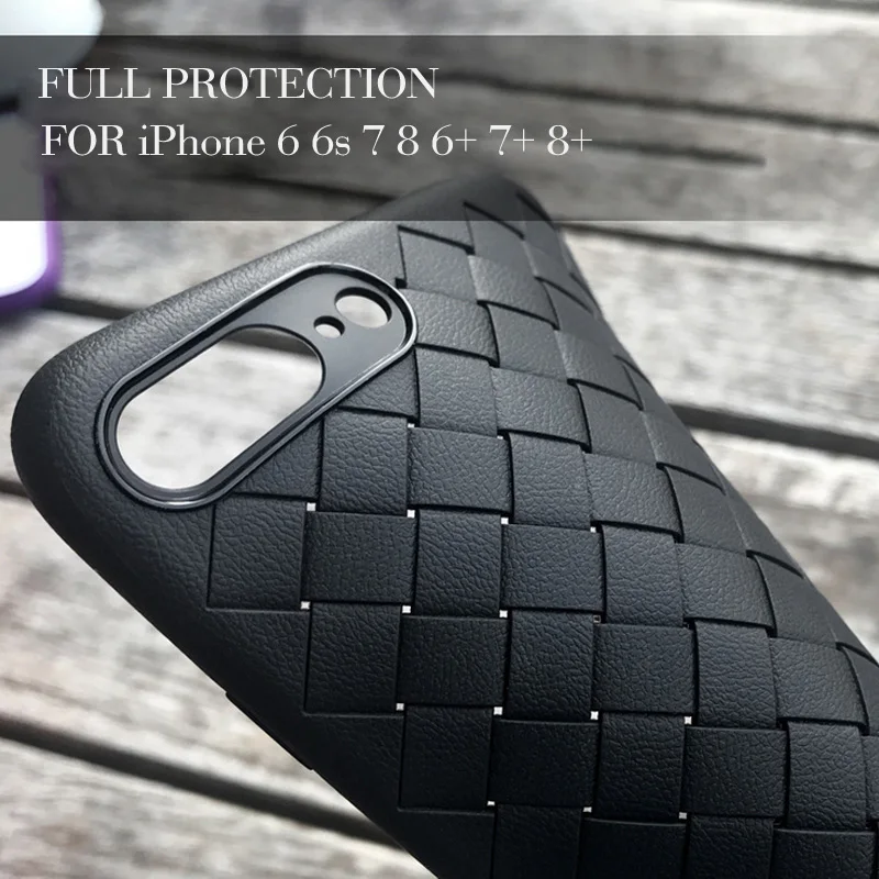 Braided leather-skin Soft TPU Case for iPhone 8 /8Plus Cover
