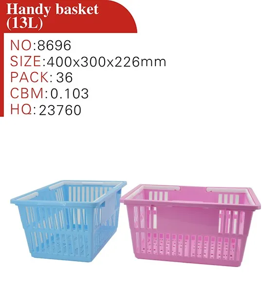 Shopping Baskets with Handles plastic hanging basket wholesale for Storage food