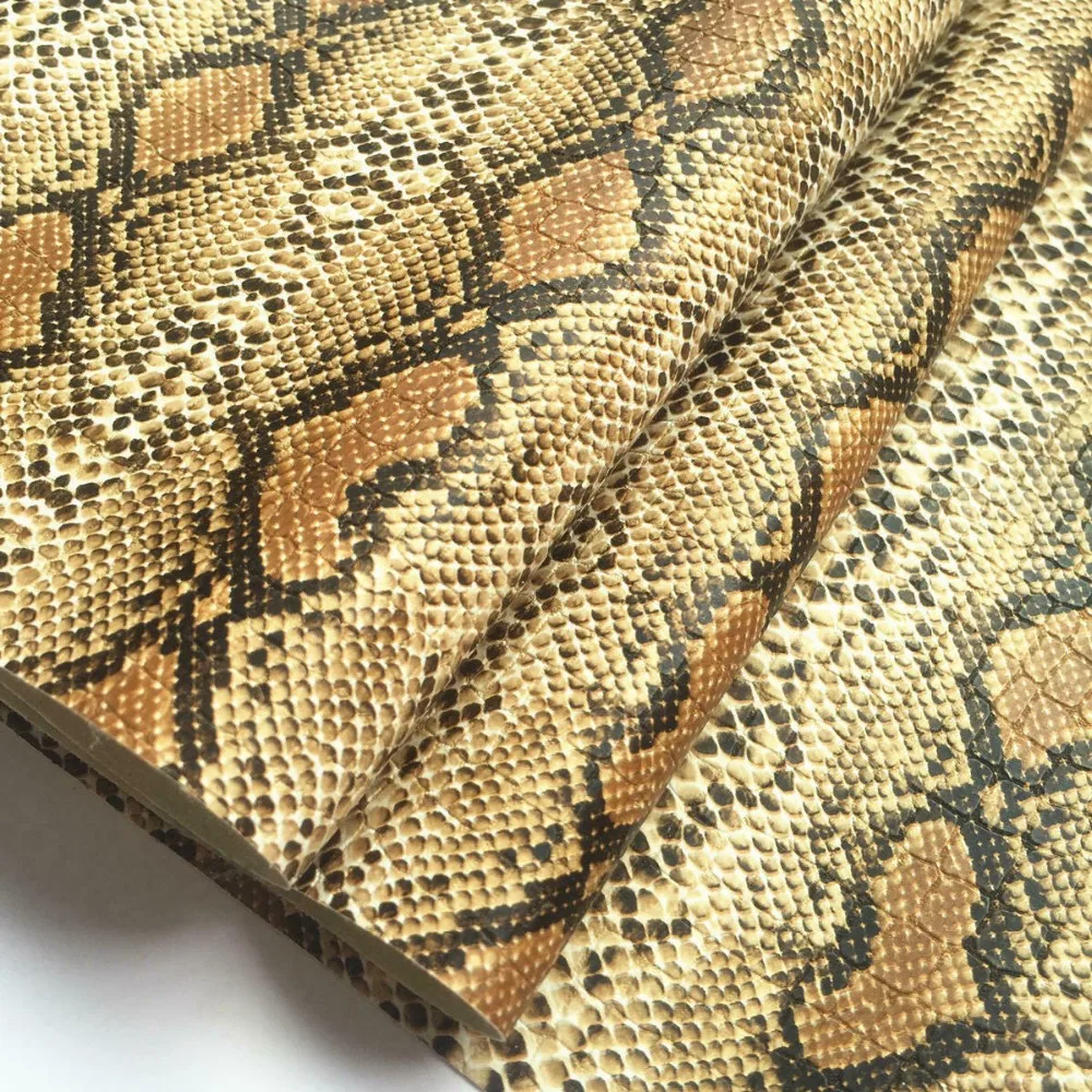 Printed Patterned Snake Skin Faux Leather Sheet Fabric Vinyl Fabric For ...