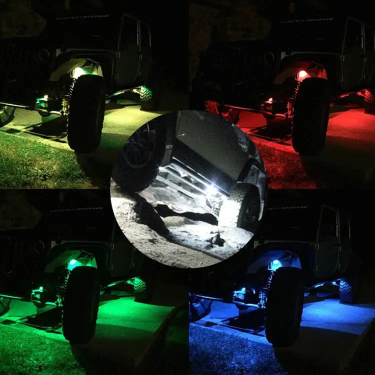 High Quality Hot 4x Pods RGB LED Rock Light Offroad Wireless Blue-tooth Music Controller
