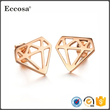 Fine Jewelry Diamond Shaped Stud Earrings Men Rose Gold Ip Stainless Fine Jewelry Diamond Shaped Stud Earrings Men Rose Gold Ip Stainless Steel Earring