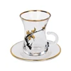 Eco-friendly Mouth Blown Glass Tea Cup and Real Gold Rim Tea Sets