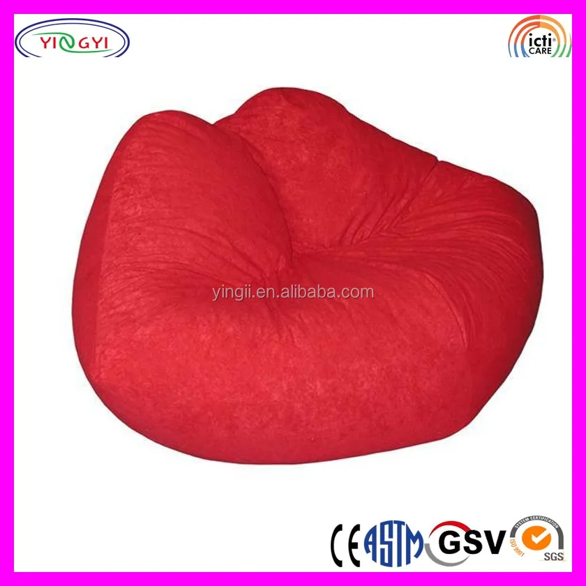 A086 Soft Living Room Chair Lip Shape Stuffed Pe Foam Bean Bag Chair