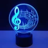Custom Design LED Night Light Creative 3D Lamp Music Element 3D Led Lamp for Home Decor