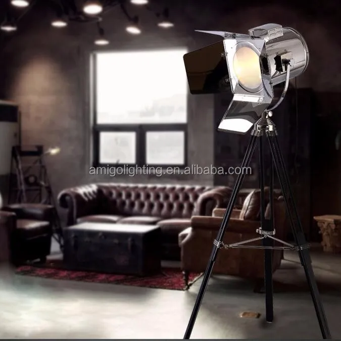 stainless steel tripod floor lamp