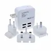 AC Detachable Electrical Euro EU Plug US/UK/AU 4 USB port travelAC adapter with interchangeable plug DC 5V3A charger