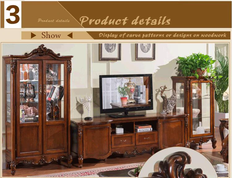 Antique High Living Room Wooden furniture lcd TV Stand set 10285