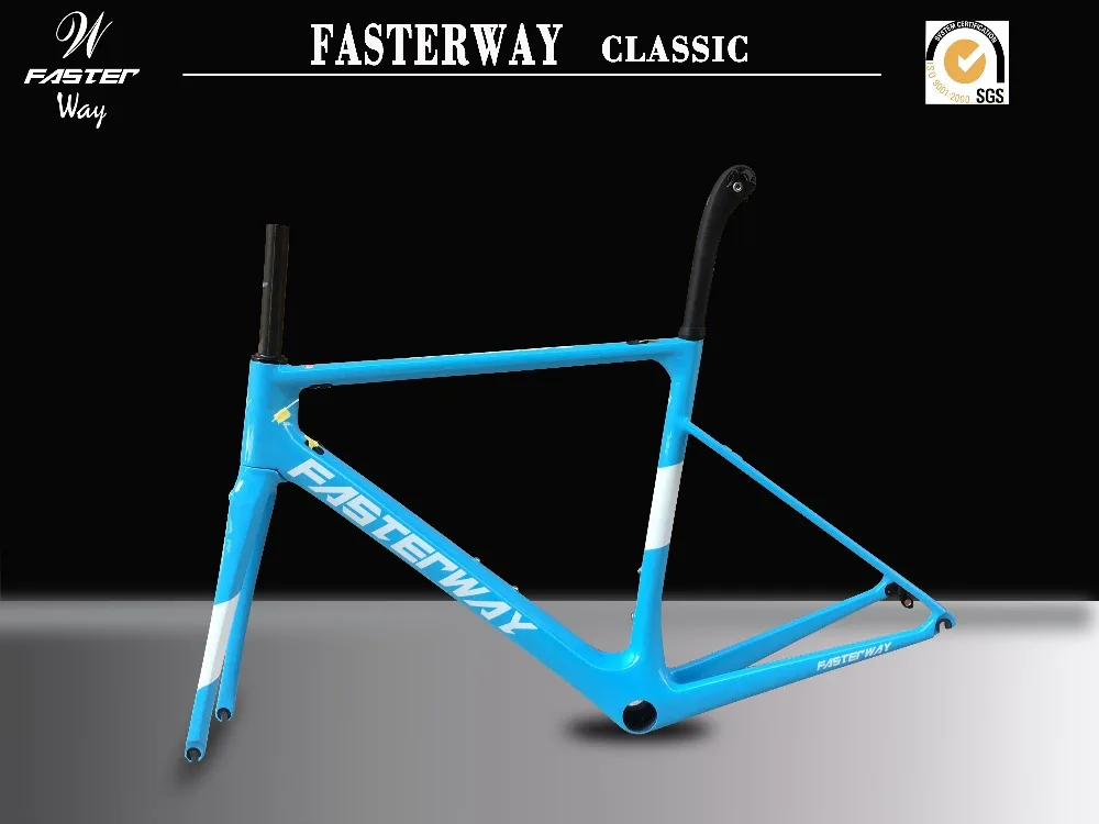 Flash Deal light blue 2018 TAIWAN FASTERWAY classic carbon road frameset UD weaves carbon bike frame:Frameset+Seatpost+Fork+Clamp+Headset 6