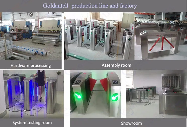 304 Stainless Steel Flap Turnstile with Brushed Motor and LED Light Color Optional for Attendance Record