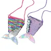 Mermaid Tails Coin Purses Sparkly Sequins Wallets Handbags Key Holders Pouch with Strap Mermaid Sequin Purse For Girls