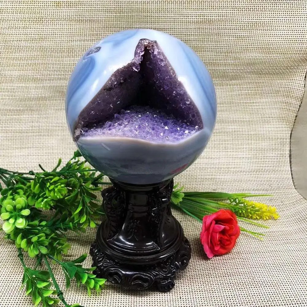 hot sell natural small amethyst geode quartz crystal ball sphere for sale