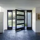 US villa main entry wooden door and aluminum glass door modern design entry doors