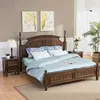 Design Melamine Wooden American Suite 2018 New French Style Simple Graphite Blue Bedroom Furniture Solid Wood King Size Bed