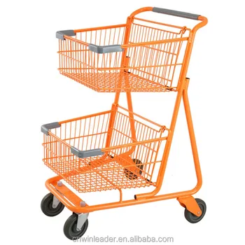 Two Tier Ping Trolley Cart With Double Basket Two Tier Ping Trolley Cart With Double Basket