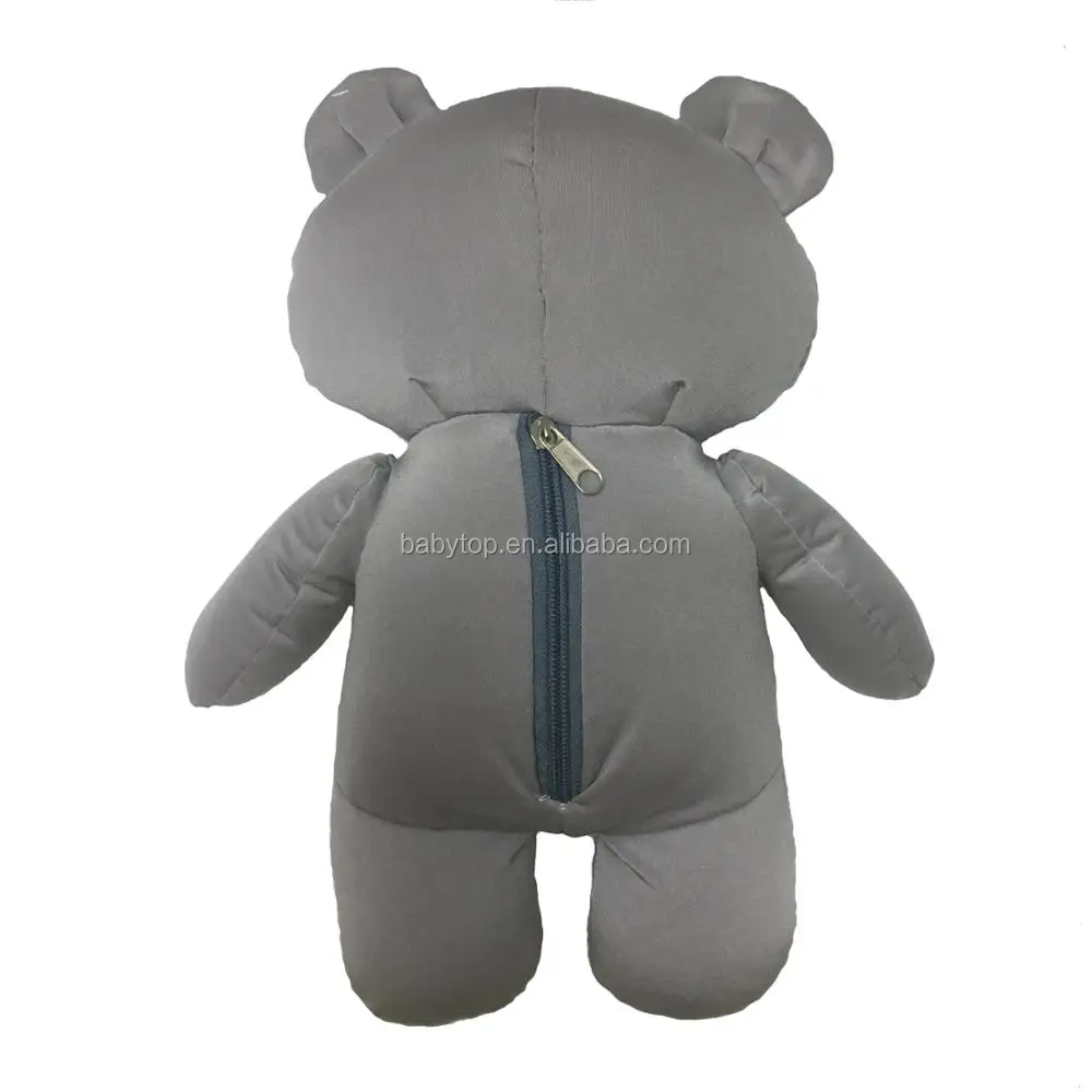 Custom Brown Teddy Bear Shape Foam Pellets Filling Deformation U Shape Travel Neck Reading