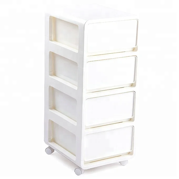 4 Tier Plastic Storage Cabinet Living Room Plastic Drawer Cabinet