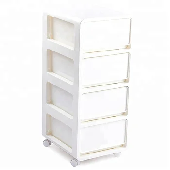 4 Tier Plastic Storage Cabinet Living Room Plastic Drawer Cabinet