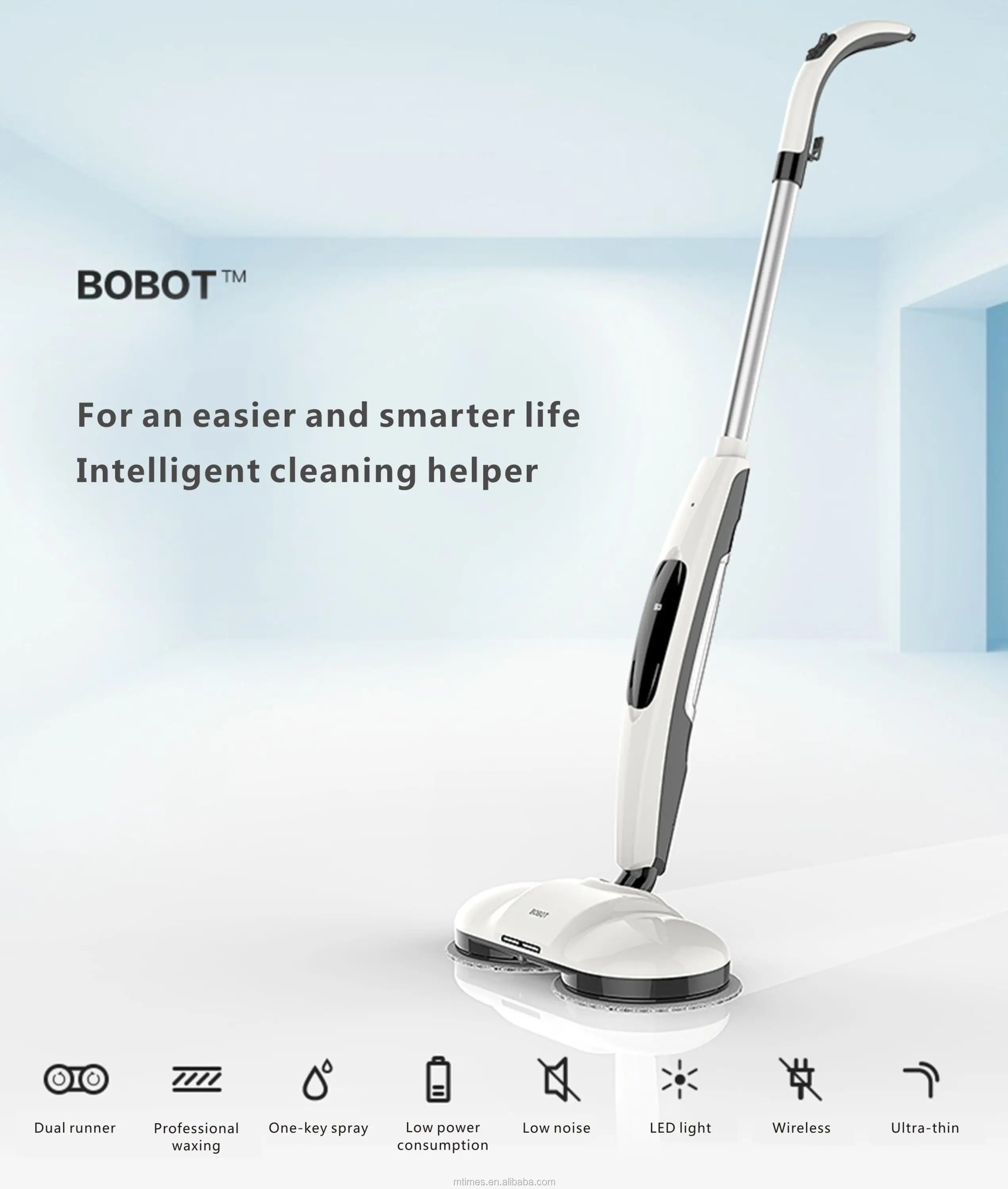 2017 Factory Price Bobot Cordless Spin Mop 360 High Pressure Cleaning