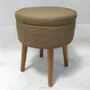4 legged wooden storage stool with detachable legs round stool