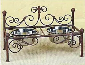 wrought iron dog bowl stand