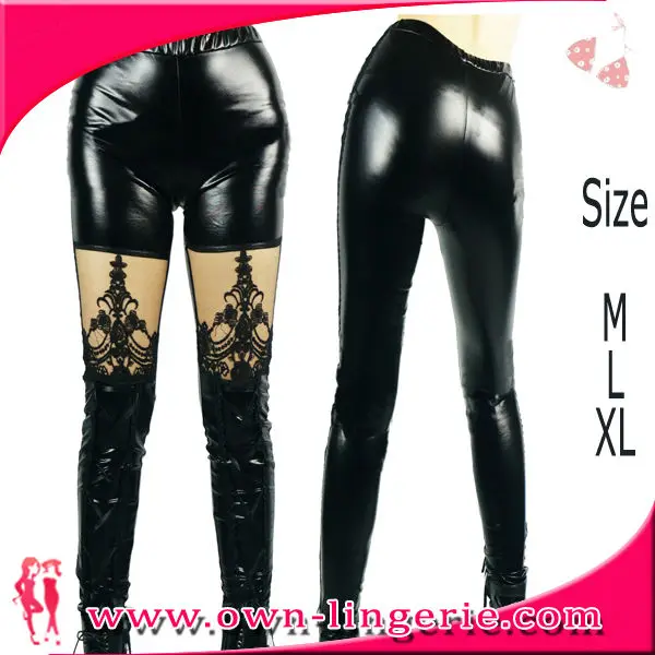 leather look stretch leggings