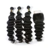 New pattern hot selling Ocean wave bundles with closure,long lasting healthy endshuman hair closure