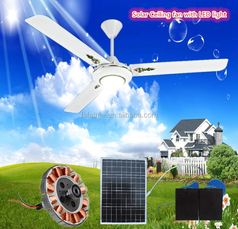 12v dc solar ceiling fan with led lights