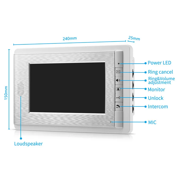 video intercom outdoor station 4-wire color video door phone video intercom system for 3-apartments