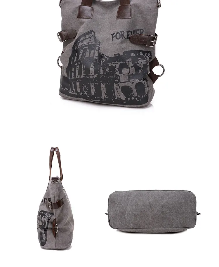 Custom  Outdoor Travel Vintage Women Canvas Tote Bag Big Capacity Handbags For Lady