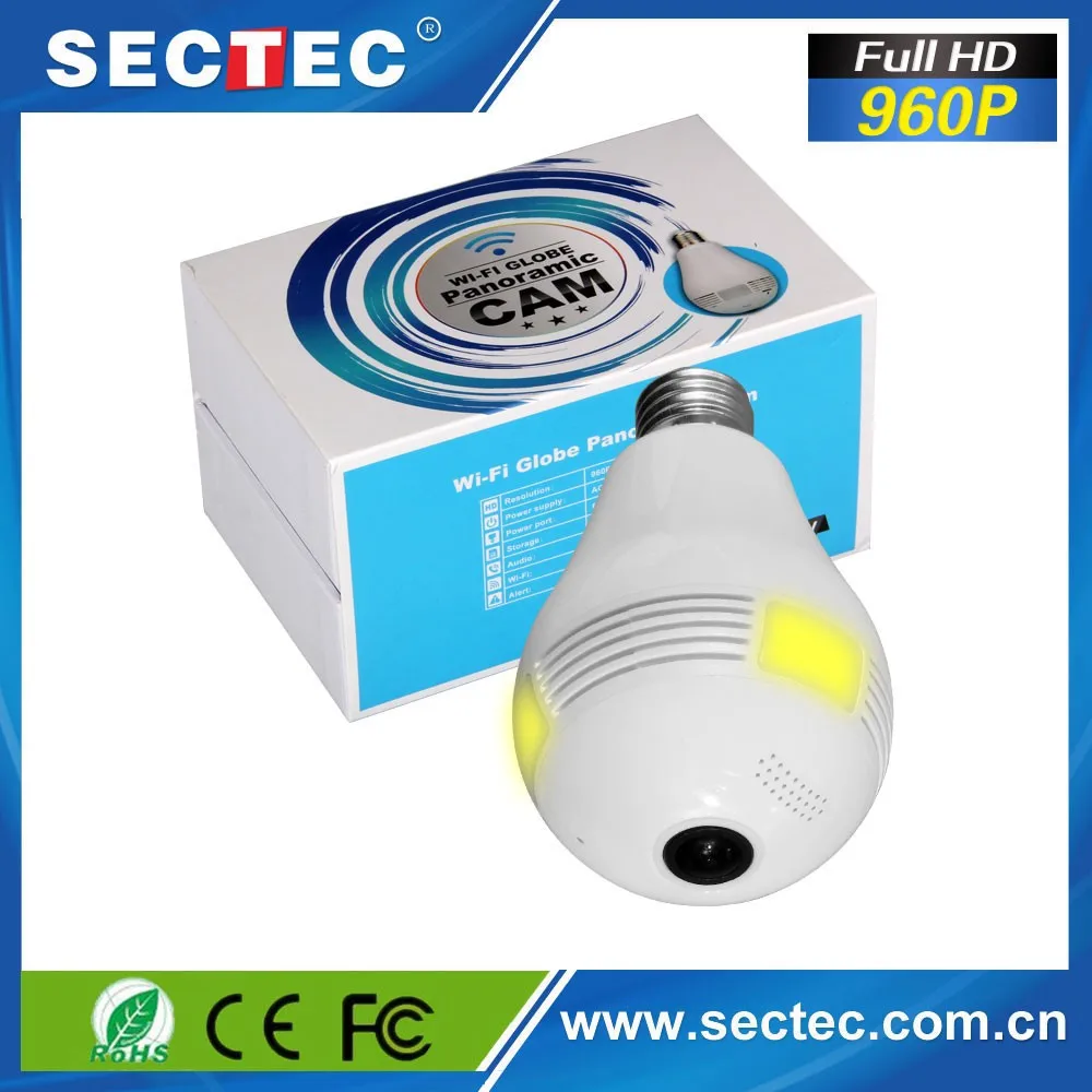 960p Wifi Light Bulb Camera With Cellphone Recorder Motion Detection