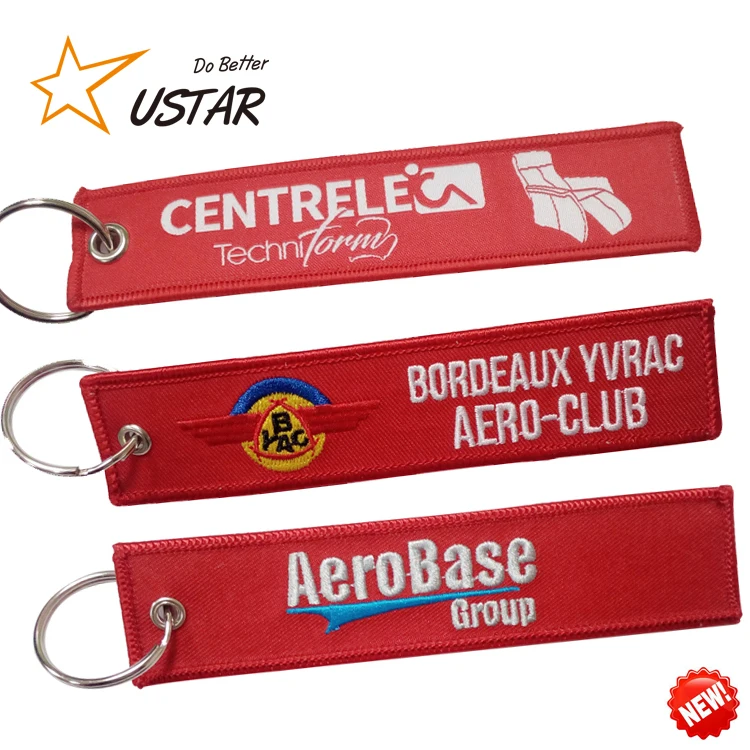 Cheap Custom Jet Fabric Key Tag/ Embroidery Keychain/embroidered Keyring No Moq Buy Embroidery