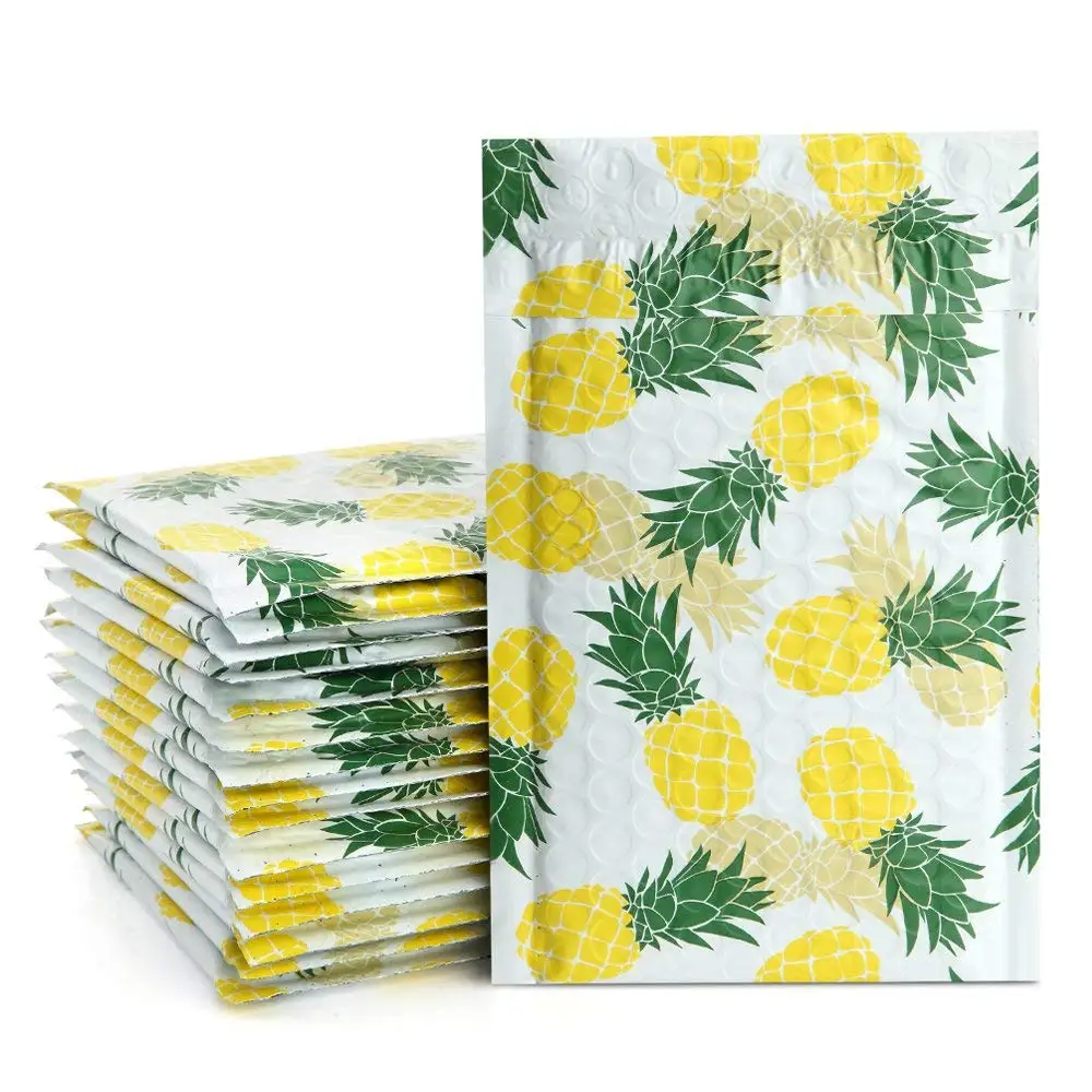 UCGOU 4x8 Bubble Mailers Pineapple Designer Padded Envelopes #000 Boutique Custom Bags Jewelry Mailers Pack of 50