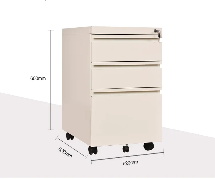 Hot Selling Office Use High quality steel storage metal 3 drawer movable storage pedestal cupboard