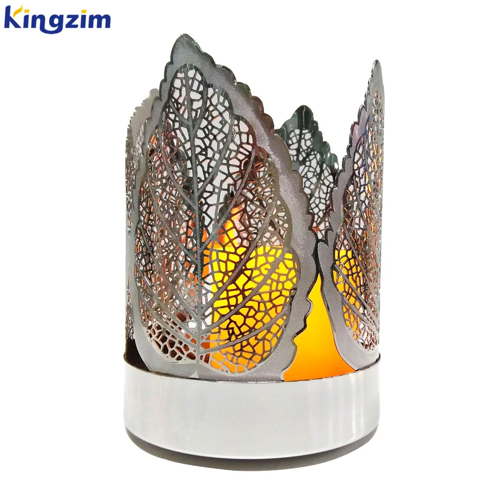 Custom Metal Laser Cut Unique Metal Candle Holder Rose Gold Tree Leaves