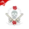 Glitter Skull Transfer Decorative Rhinestones Pattern With Guns Motif
