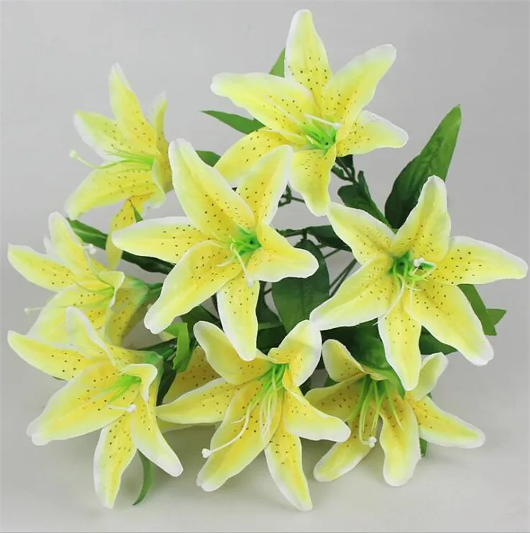 Hot Sale Plastic Flower 10 Heads Artificial Easter Lily Flower For
