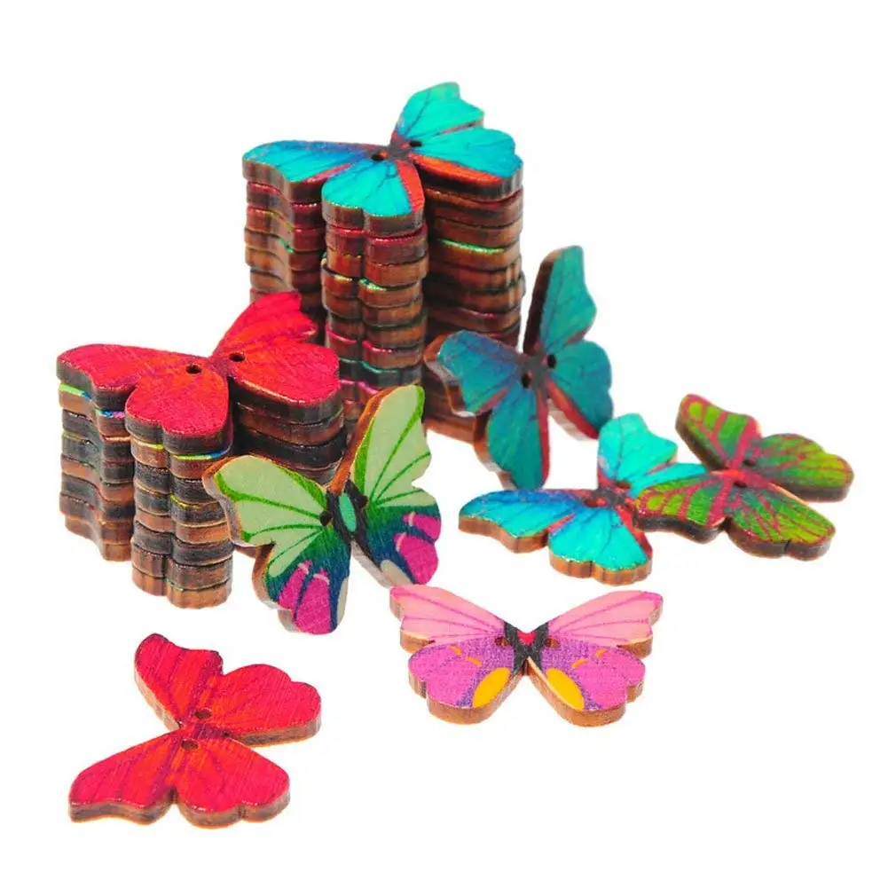 botones geom/étricos de colores vintage para decoraci/ón de ropa infantil KST Botones de madera 100 piezas,Botones con patr/ón de flores de pintura mixta elaboraci/ón de bricolaje