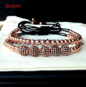 Real Rose Gold Plated Micro Pave Cz Macrame Bracelet Men Real Rose Gold Plated Micro Pave Cz Macrame Bracelet Men Women