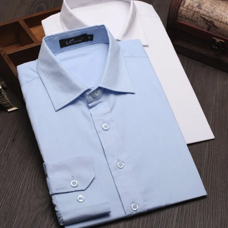 YUNY Mens Turn-Down Collar Long Sleeve Buttoned Solid Colored Work Shirt Navy Blue XS