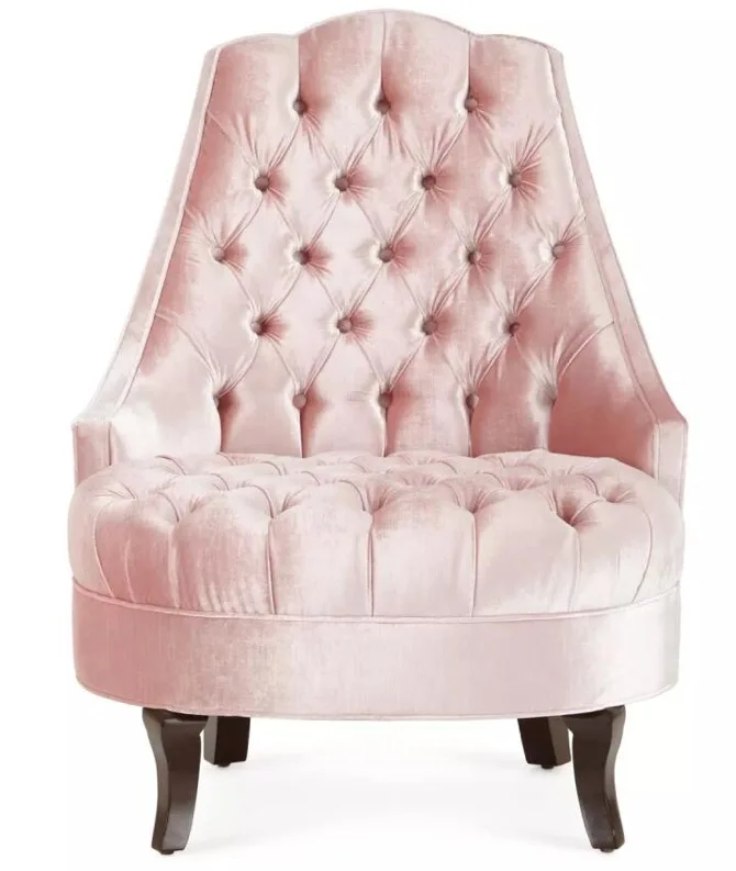 Rosevera Liviana Tufted Wingback Chair With Button Tufted Pink Queen