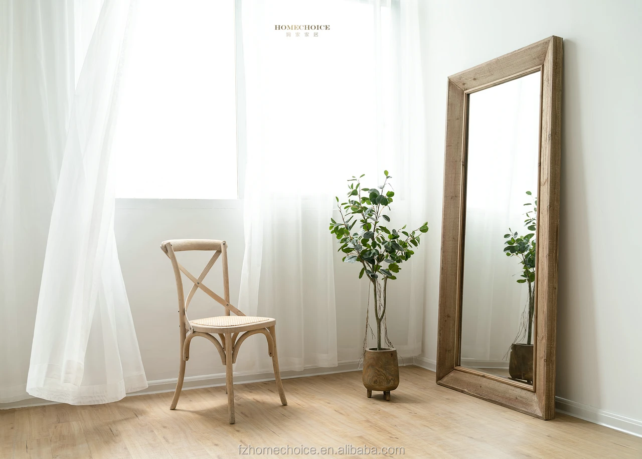 Stand Large Rectangle Mirror With Wood Frame In Living ...