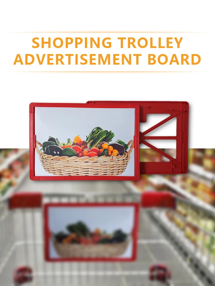Grocery Best Presentation Instore Plastic Sign Frame Shopping Cart