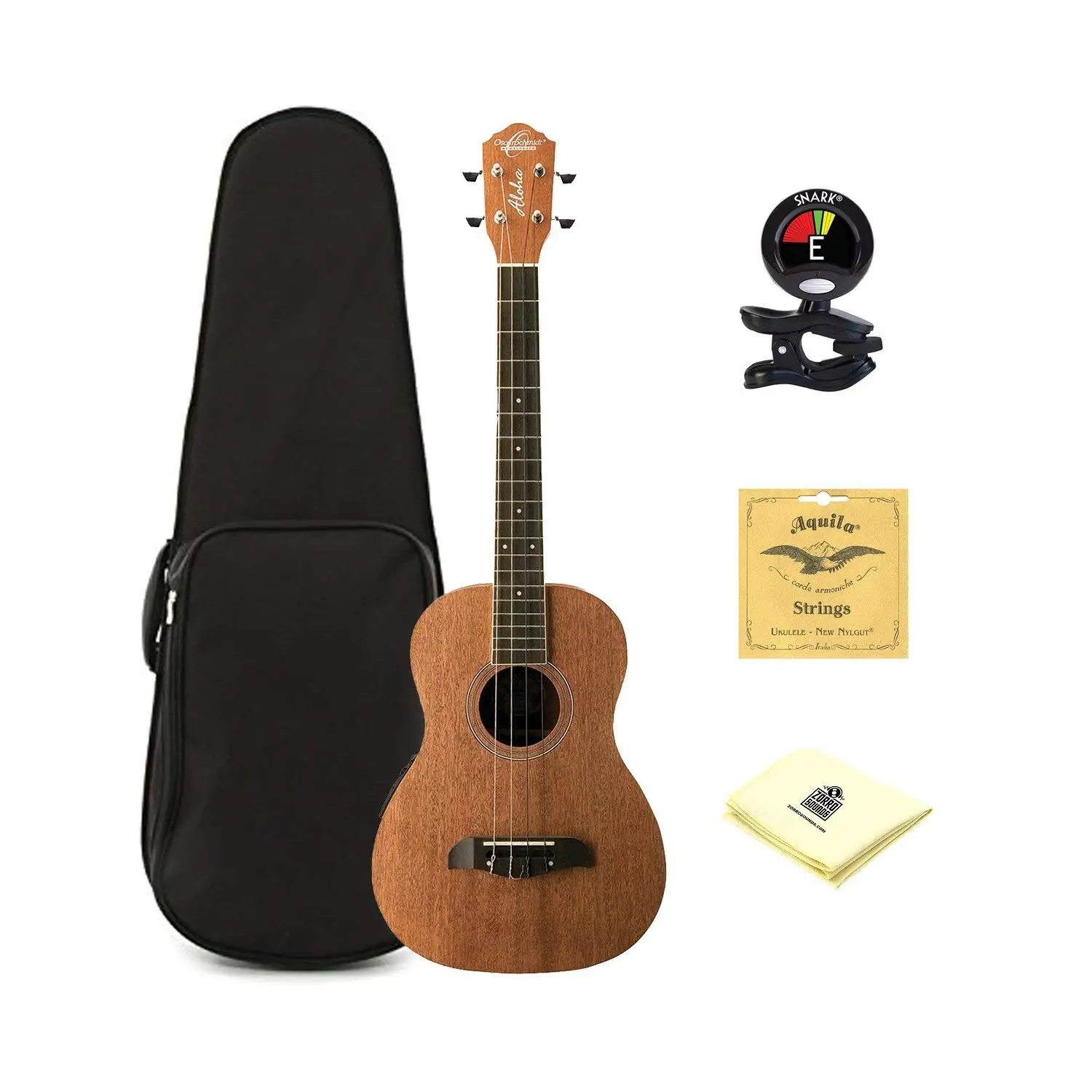 Oscar Schmidt OU52E Acoustic/Electric Baritone Ukulele w/ EQ, Hard Case,Tuner,Strings & PC