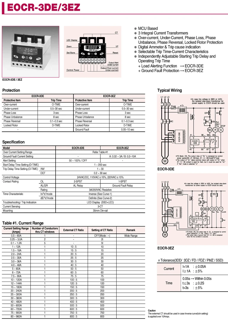 OEM brand made EOCR-3DE EOCR-3EZ Electronic Over Current Relay 0.5-60A 220V EOCR AC Digital Overcurrent Relay