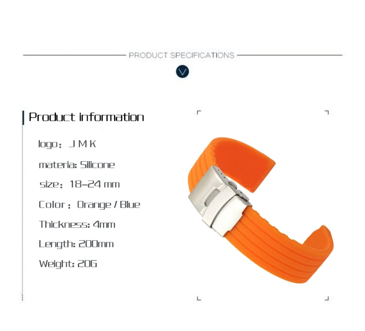 Sport Style Soft Multi Colors Stripes Grain 24 mm Silicone Watch Strap 