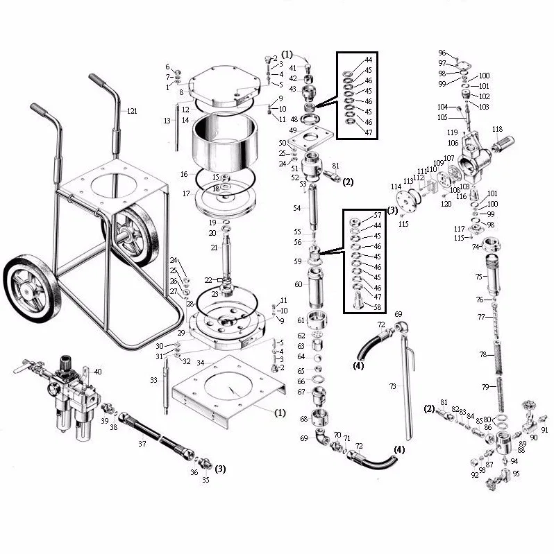 Pneumatic Airless Paint Sprayer Spare Parts In Picture For Repairing 9c