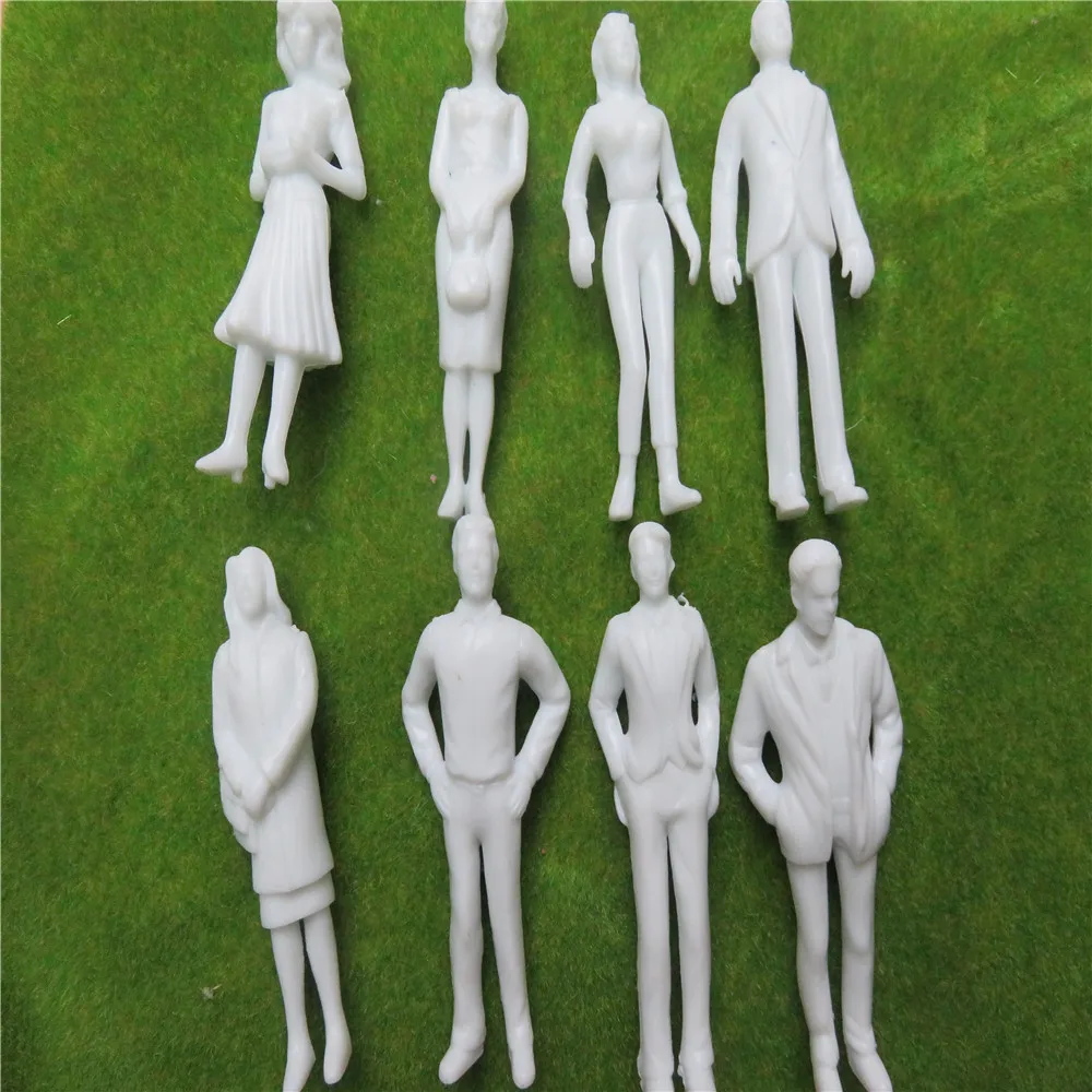 MagiDeal 20Pcs 1/50 O Scale Unpainted Model People Miniature Figures Architectural Model Human Plastic Scene Simulation