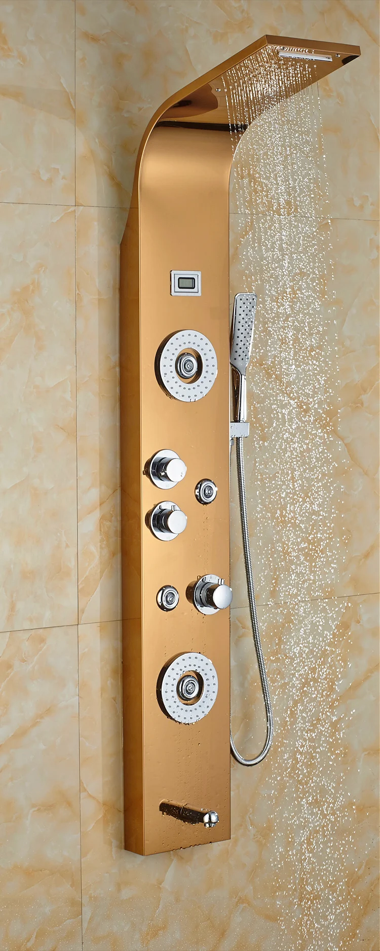 Rovate Gold Shower Panel 304 Stainless Steel Waterfall Panel Shower