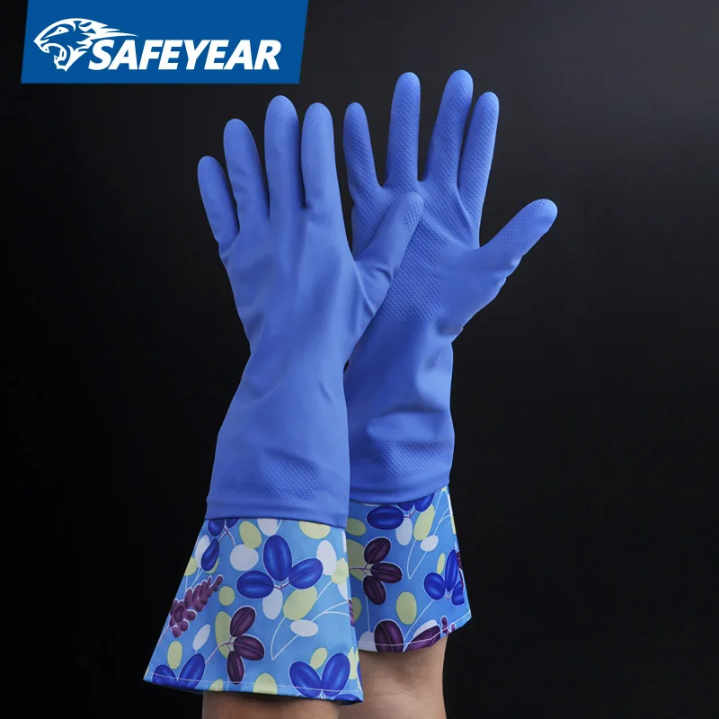 Woman Waterproof Kitchen Latex Gloves With Long Cuff For Dishwashing Buy Kitchen Latex Gloves
